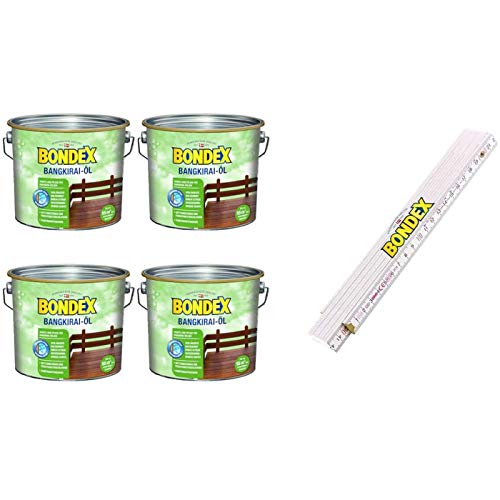 Bondex BigPack XL 4x Bangkirai Öl Bangkirai 4,00l 329611 + 1 x Bondex Zollstock von Bondex