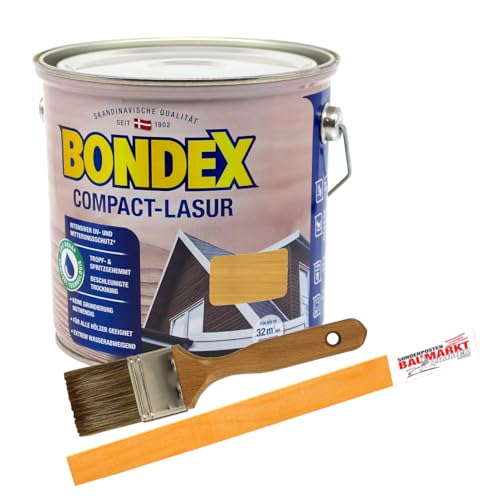 Bondex Compactlasur 2in1 Holzlasur eiche hell 2,5L zum sprühen und streichen inkl. Pinsel und Rührstab von Bondex