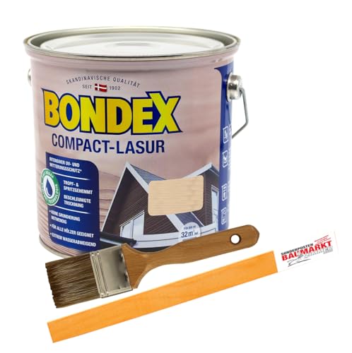 Bondex Compactlasur 2in1 Holzlasur farblos 2,5L zum sprühen und streichen inkl. Pinsel und Rührstab von Bondex