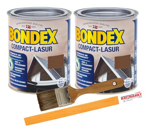 Bondex Compactlasur 2in1 Holzlasur nussbaum 1,5L zum sprühen und streichen inkl. Pinsel und Rührstab von Bondex