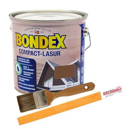 Bondex Compactlasur 2in1 Holzlasur nussbaum 2,5L zum sprühen und streichen inkl. Pinsel und Rührstab von Bondex