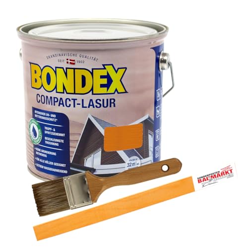 Bondex Compactlasur 2in1 Holzlasur oregon pine 2,5L zum sprühen und streichen inkl. Pinsel und Rührstab von Bondex