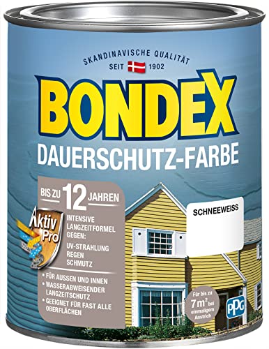 Bondex Dauerschutz Farbe Schneeweiß 0,75 L für 7 m² | Hervorragende Farbstabilität | Wetter- und UV-Schutz - bis zu 12 Jahre | Seidenglänzend | Dauerschutzfarbe | Holzfarbe Bondex Dauerschutz Farbe Schneeweiß 0,75 L für 7 m² | Hervorragende Farbstabilität | Wetter- und UV-Schutz - bis zu 12 Jahre | Seidenglänzend | Dauerschutzfarbe | Holzfarbe von Bondex