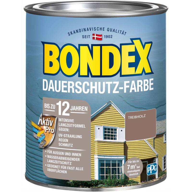 Bondex Dauerschutz-Farbe Treibholz Seidenglänzend 750 ml von Bondex