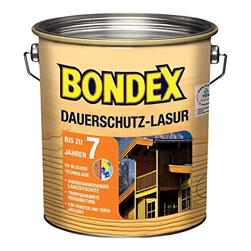 Bondex Dauerschutz Lasur Nussbaum 0,75 L für 10 m² | Hoher Wetter- und UV-Schutz bis zu 8 Jahre | Tropfgehemmt | Natürliches Abwittern - kein Abplatzen | Dauerschutzlasur| Holzlasur von Bondex