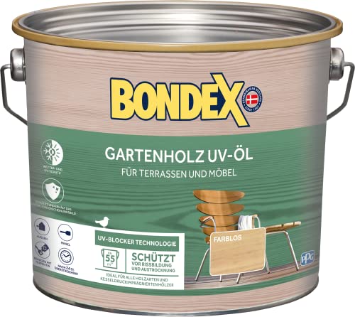 Bondex 365224 Gartenholz UV-Öl farblos 2,5 L für 55 m² - Schützt Vor Rissbildung Und Austrocknung - Holzschutz mit UV-Blocker Technologie Bondex 365224 Gartenholz UV-Öl farblos 2,5 L für 55 m² - Schützt Vor Rissbildung Und Austrocknung - Holzschutz mit UV-Blocker Technologie von Bondex