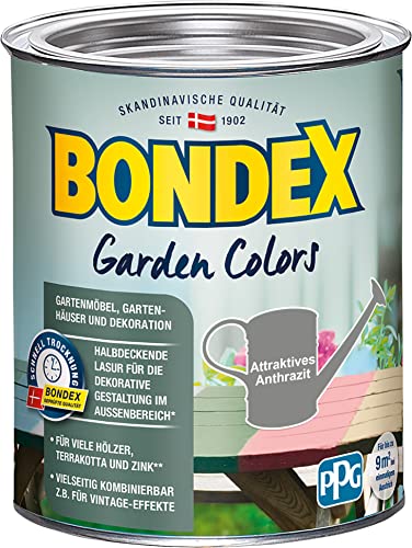 Bondex Garden Colors Attraktives Anthrazit 0,75 L für 9 m² | Halbdeckende Farbe | Vintage-Flair | Dekorative Holzfarbe | seidenmatt | Holzlasur von Bondex