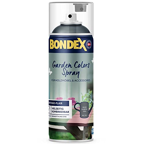 Bondex Garden Colors Spray Mildes Schiefergrau 0,4 L für 4 m² | Vintage-Flair für Möbel & Accessoires | Schütteln & Sprühen | Seidenmatt | Sprayfarbe von Bondex