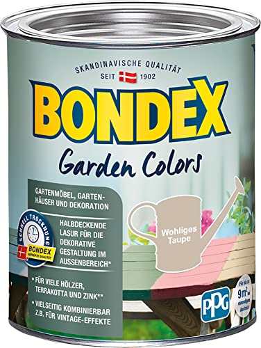 Bondex Garden Colors Wohliges Taupe 0,75 L für 9 m² | Halbdeckende Farbe | Vintage-Flair | Dekorative Holzfarbe | seidenmatt | Holzlasur von Bondex