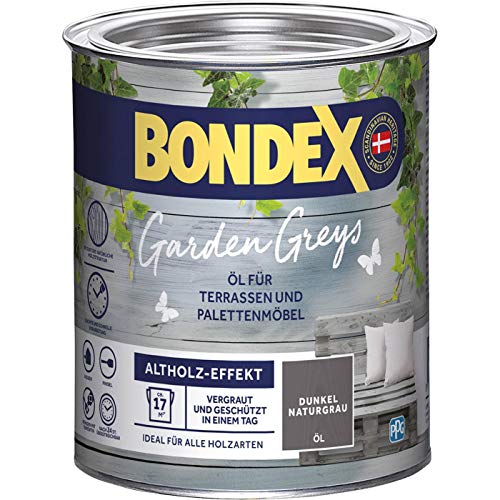 Bondex Garden Greys Öl Dunkel Naturgrau 0,75 L für 13 m² | Altholz-Effekt | Betont die natürliche Holzmaserung | Vergraut und schützt | Seidenglänzend | Holzlöl von Bondex