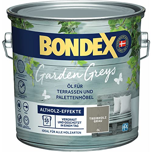 Bondex Garden Greys Öl Treibholz Grau 2,5 L für 42,5 m² | Altholz-Effekt | Betont die natürliche Holzmaserung | Vergraut und schützt | Seidenglänzend | Holzlöl von Bondex