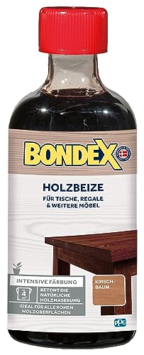 Bondex Holzbeize Kirschbaum 0,25 L für 4,25 m² | Intensive Färbung | Betont die natürliche Holzmaserung | Vorbehandlung | seidenmatt | Holzbeize | Holzpflege von Bondex