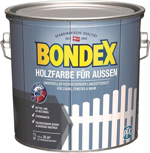 Bondex Holzfarbe für Aussen 2,5 L weiß von Bondex