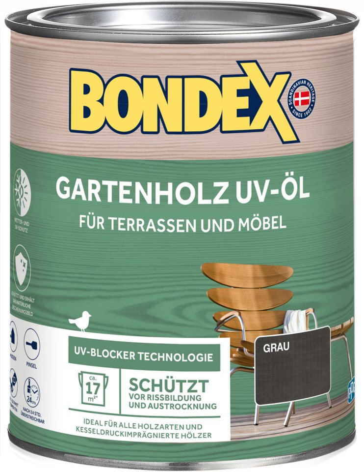 Bondex Holzöl UV-Öl farblos oder grau, 0,75 - 2,5 l, Wasser-stop Abperleffekt von Bondex
