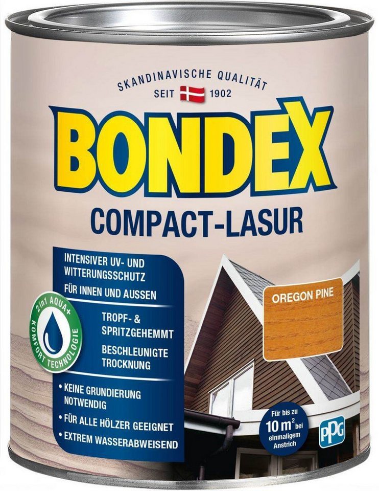 Bondex Holzschutzlasur BONDEX Compact-Lasur 0,75L, Wasserabweisend, Oregon Pine, Holz, Außen von Bondex