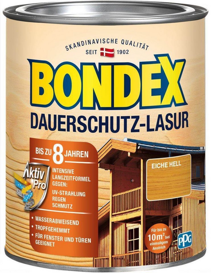 Bondex Holzschutzlasur BONDEX Dauerschutz-Lasur Außen, Holzfarbe, wetterschutz, 0,75 l, Eiche von Bondex