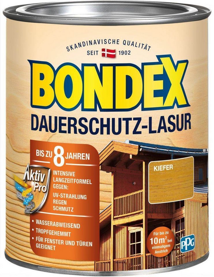 Bondex Holzschutzlasur BONDEX Dauerschutz-Lasur Außen, Holzfarbe, wetterschutz, 0,75 l, Kiefe von Bondex