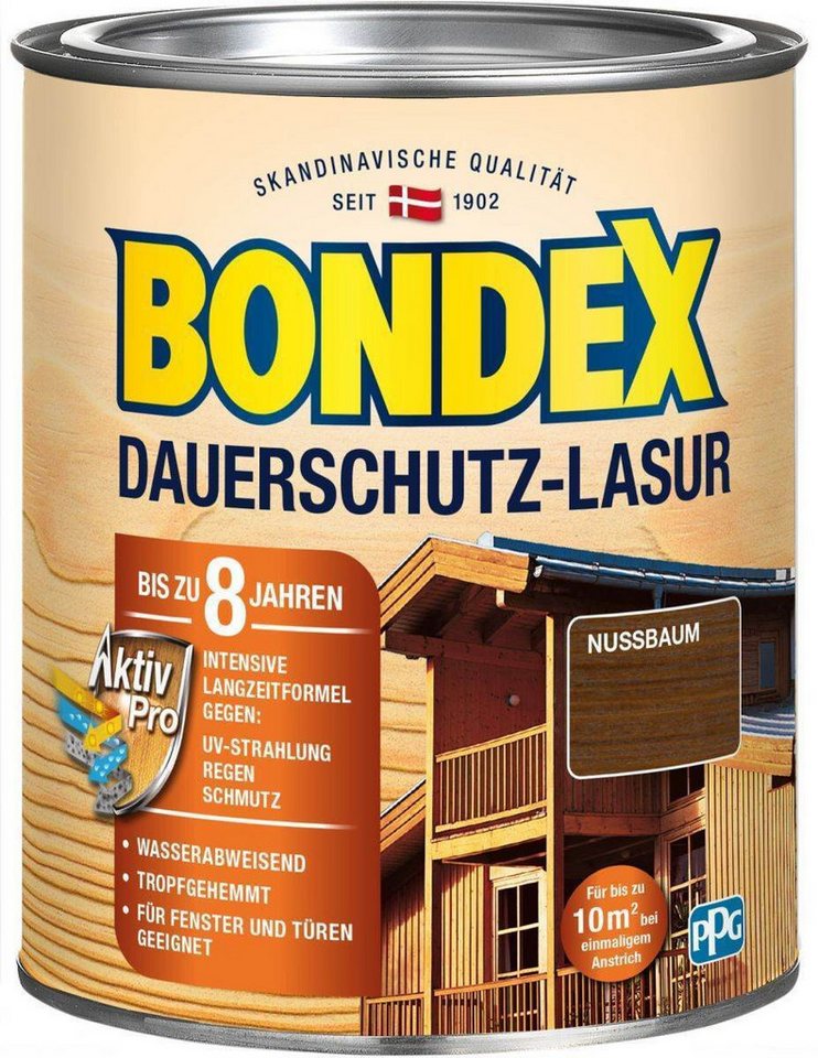 Bondex Holzschutzlasur Dauerschutz-Lasur 0,75 L in Nussbaum, Holzpflege mit Witterungsschutz von Bondex