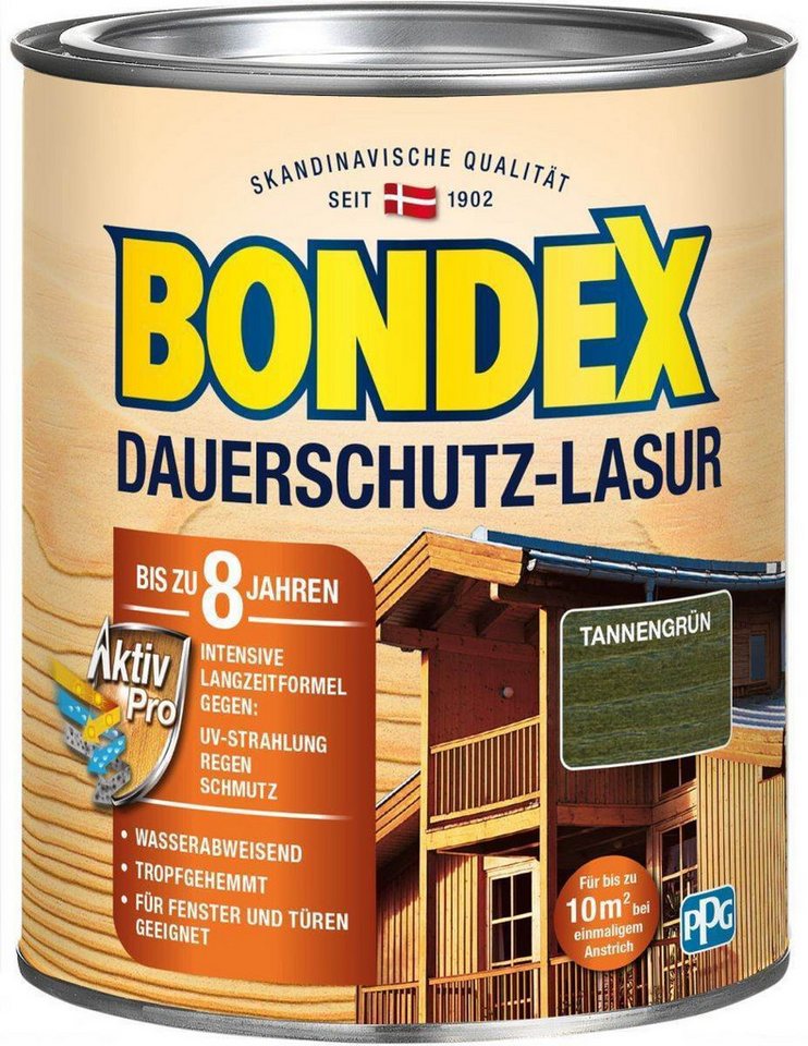 Bondex Holzschutzlasur BONDEX Dauerschutz-Lasur Außen, Holzfarbe, wetterschutz, 0,75 l, Tanne von Bondex