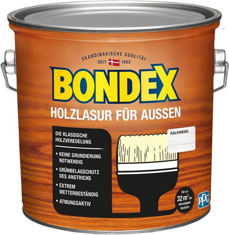 Bondex Holzschutzlasur für Aussen, 2,5 l, TÜV- geprüfte Witterungsbeständigkeit, 16 Farben von Bondex