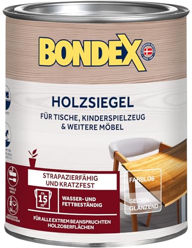 Bondex Holzsiegel Farblos / Seidenglänzend 0,75 L für 15 m² | Strapazierfähig und kratzfest | Wasser- und fettbeständig | Basis natürliche Rohstoffe | Holzsiegel | Holzversiegelung von Bondex