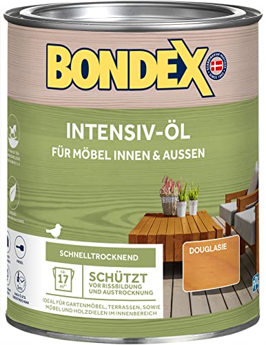 Bondex 381193 Intensiv-Öl douglasie 0,75 L für 17 m²Holzöl, Holzpflegeöl, Terrassenöl mit UV-Schutz & Anti-Rutsch-Effekt, Wasserbasiert von Bondex