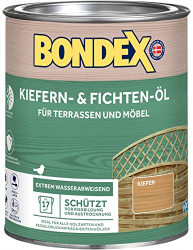 Bondex Kiefern- und Fichten Öl 0,75 L für 17 m² | Extrem wasserabweisend | Schützt vor Rissbildung und Austrocknung | Atmungsaktiv | seidenglänzend | Holzöl | Holzschutz von Bondex