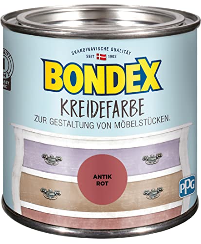 Bondex Kreidefarbe Antik Rot 0,5 L | Für Möbel & Accessoires aus Holz | Leichte Verarbeitung | Pflegt und schützt | Shabby-Chic Möbelstücke | Innenfarbe | Kreideholzfarbe von Bondex