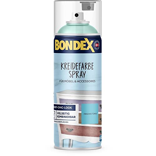 Bondex 446767 Kreidefarbe Spray frisches türkis 0,4 L für 4 m² - Einfach und Schnell: Schütteln & Sprühen - Leichte Verarbeitung - Shabby Look Farbe von Bondex