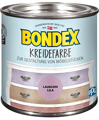 Bondex Kreidefarbe Lauschig Lila 0,5 L | Für Möbel & Accessoires aus Holz | Leichte Verarbeitung | Pflegt und schützt | Shabby-Chic Möbelstücke | Innenfarbe | Kreideholzfarbe von Bondex