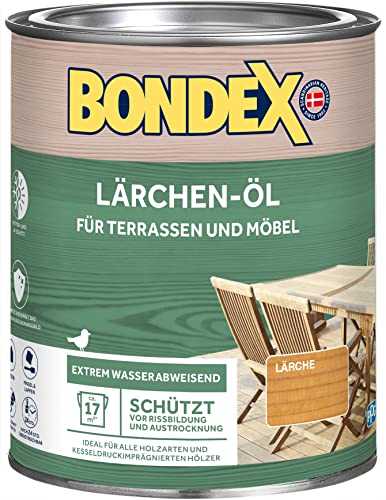 Bondex Lärchen Öl 0,75 L für 17 m² | Extrem wasserabweisend | Schützt vor Rissbildung und Austrocknung | Atmungsaktiv | matt | Holzöl | Holzschutz von Bondex