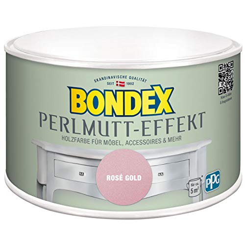 Bondex 424271 Perlmutt- Effekt rose gold 0,5 L für 5 m² - Dekorationsfarben mit dezentem Perlmutt-Glanzeffekt - auch für Wände geeignet von Bondex