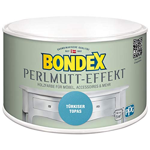 Bondex 424269 Perlmutt- Effekt tuerkiser topas 0,5 L für 5 m² - Dekorationsfarben mit dezentem Perlmutt-Glanzeffekt - auch für Wände geeignet von Bondex