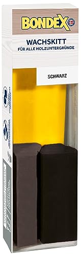Bondex Wachskitt Schwarz à 7 g Block | Ausbesserung von Rissen, Kratzern oder Löchern | Einfache und saubere Verarbeitung und Anwendung | Überstreichbar nach Trocknung | Inklusive Kunststoffspachtel | Holzpaste| Holzfüllung von Bondex
