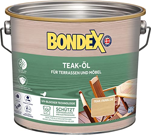 Bondex Teak Öl Teak 2,5 L für 55 m² | Extrem wasserabweisend | Schützt vor Rissbildung und Austrocknung | Atmungsaktiv | matt | Holzöl | Holzschutz von Bondex
