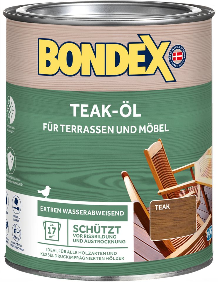 Bondex Teakholzöl 0,75 - 3 l, Wasser-stop Abperleffekt, Wetterschutz, UV-Schutz von Bondex