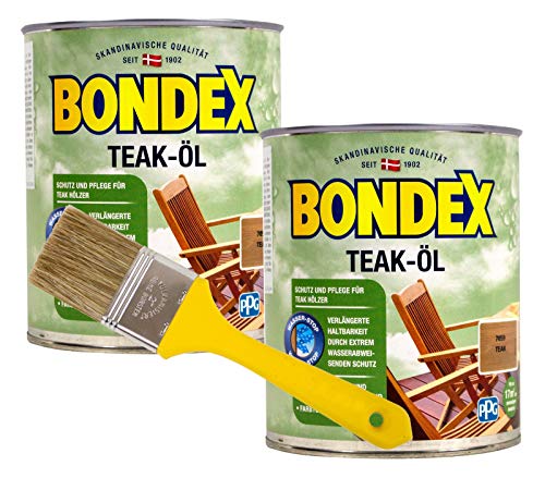 Bondex Teaköl in teak Hartholzöl Holzöl Holzschutzöl 1,5L + Pinsel von Bondex