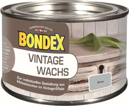 Bondex Vintage Wachs Grau 0,25 L für 6 m² | Kreative Innengestaltung | Antik-/ Shabby-chic-Effekt | Pflegt und schützt | Seidenglänzend | Möbelwachs | Holzwachs von Bondex