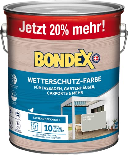 Bondex Wetterschutz Farbe Achatgrau (RAL7038) 3 L für 27 m² | Extreme Deckkraft | Hervorragende Witterungsbeständigkeit | seidenglänzend | Wetterschutzfarbe | Holzfarbe von Bondex