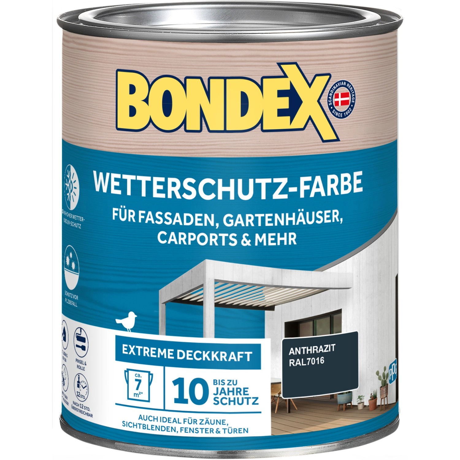 Bondex Wetterschutz-Farbe RAL 7016 Anthrazit 750 ml von Bondex