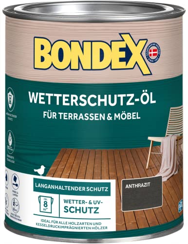 Bondex Wetterschutz Öl Anthrazit 0,75 L für 8 m² | Langanhaltender Schutz | Wetter & UV-Schutz | Biobasierte Technologie | Extrem Wasserabweisend | Wetterschutzöl | Holzschutz von Bondex