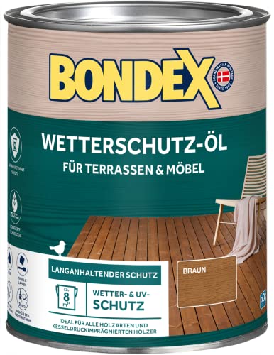 Bondex Wetterschutz Öl Braun 0,75 L für 8 m² | Langanhaltender Schutz | Wetter & UV-Schutz | Biobasierte Technologie | Extrem Wasserabweisend | Wetterschutzöl | Holzschutz von Bondex