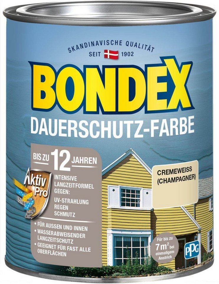 Bondex Wetterschutzfarbe Dauerschutz Farbe Außen Holzfarbe, 0,75 l, 14 Farben, Hochdeckend von Bondex