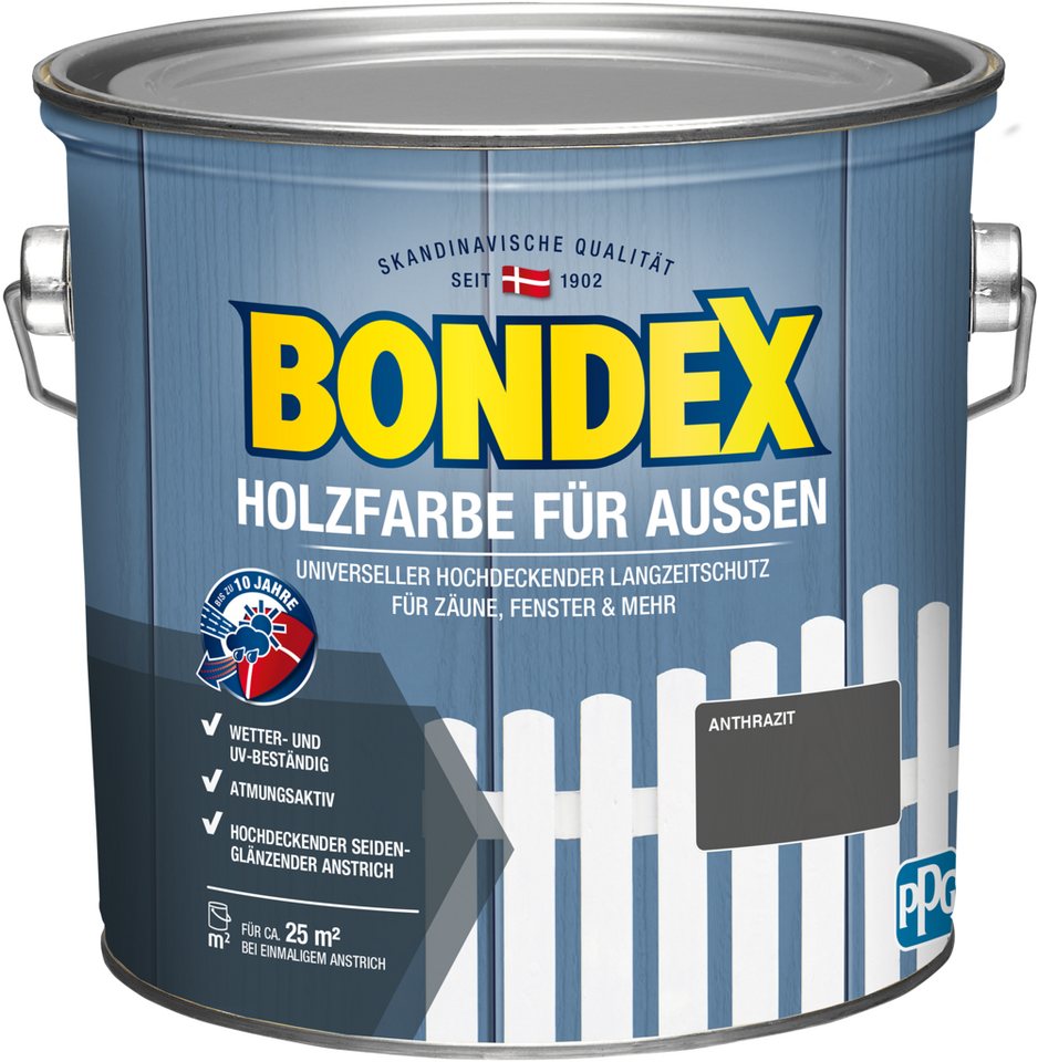 Bondex Wetterschutzfarbe Holzfarbe für Außen, 2,5 oder 7,5 l, Langzeitschutz, Hochdeckend von Bondex