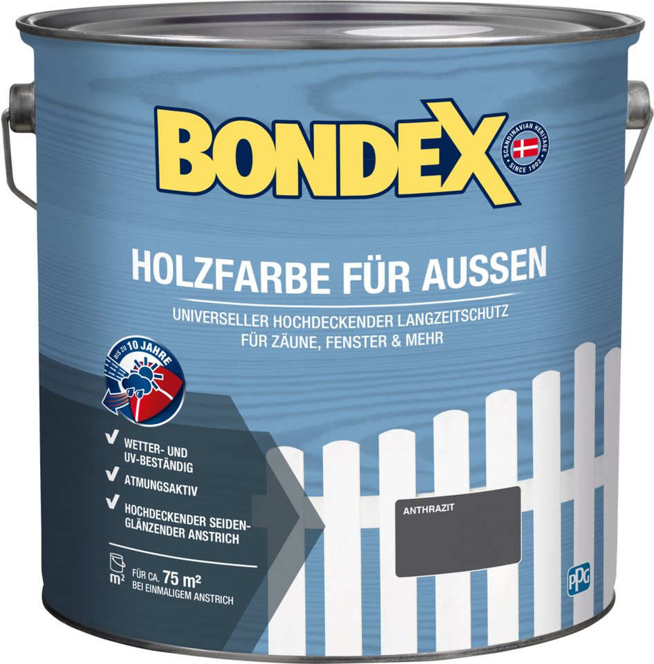 Bondex Wetterschutzfarbe Holzfarbe für Außen, 2,5 oder 7,5 l, Langzeitschutz, Hochdeckend von Bondex