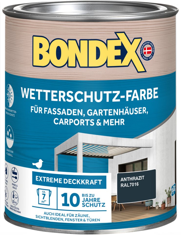 Bondex Wetterschutzfarbe witterungsbeständig, hohe Deckkraft, verschiedene Farben und Grössen von Bondex