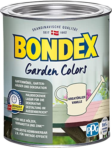 Bondex Garden Colors Kreatürlich Vanille 0,75 L für 9 m² | Halbdeckende Farbe | Vintage-Flair | Dekorative Holzfarbe | seidenmatt | Holzlasur von Bondex