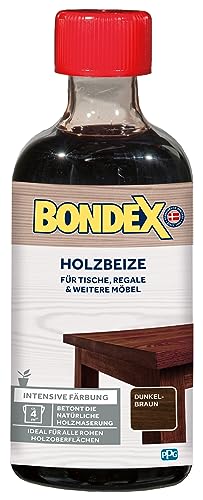 Bondex Holzbeize Dunkelbraun 0,25 L für 4,25 m² | Intensive Färbung | Betont die natürliche Holzmaserung | Vorbehandlung | seidenmatt | Holzbeize | Holzpflege von Bondex