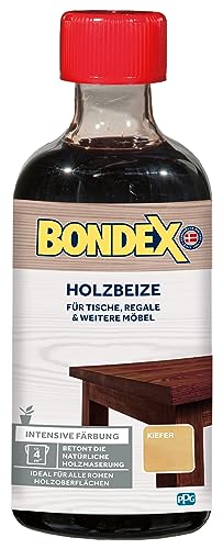 Bondex Holzbeize Kiefer 0,25 L für 4,25 m² | Intensive Färbung | Betont die natürliche Holzmaserung | Vorbehandlung | seidenmatt | Holzbeize | Holzpflege von Bondex