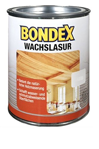 Bondex 352671 Wachslasur farblos 0,75 L für 10,5 m² - Holzwachs betont die natürliche Holzmaserung - wasser- und schmutzabweisende Oberflächen Bondex 352671 Wachslasur farblos 0,75 L für 10,5 m² - Holzwachs betont die natürliche Holzmaserung - wasser- und schmutzabweisende Oberflächen von Bondex